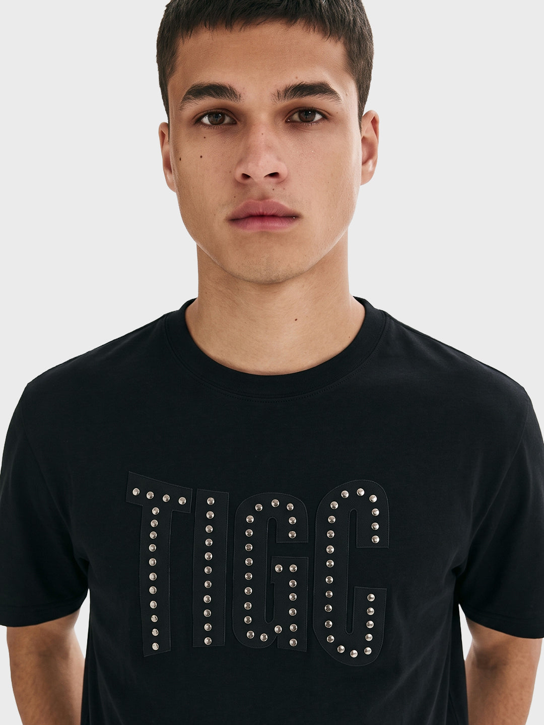 Men's Black Relaxed Fit Textured Casual T-Shirt
