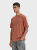 Men's Rust Relaxed Fit Textured Casual T-Shirt