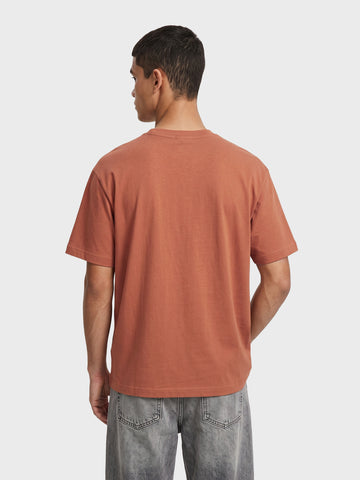 Men's Rust Relaxed Fit Textured Casual T-Shirt