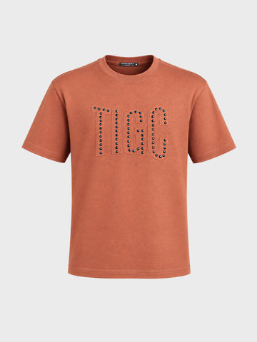 Men's Rust Relaxed Fit Textured Casual T-Shirt