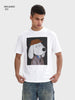 Men's White Relaxed Fit Printed Casual T-Shirt