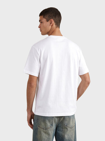 Men's White Relaxed Fit Printed Casual T-Shirt