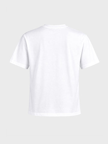 Men's White Relaxed Fit Printed Casual T-Shirt