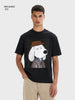 Men's Black Relaxed Fit Printed Casual T-Shirt