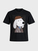 Men's Black Relaxed Fit Printed Casual T-Shirt