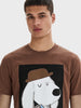 Men's Brown Relaxed Fit Printed Casual T-Shirt