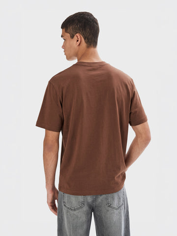 Men's Brown Relaxed Fit Printed Casual T-Shirt