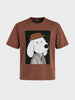 Men's Brown Relaxed Fit Printed Casual T-Shirt