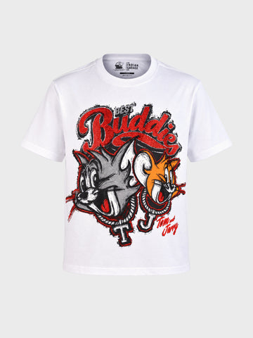 Men's White Relaxed Fit Printed Character T-Shirt
