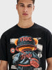 Men's Black Relaxed Fit Printed Casual T-Shirt