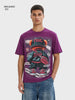 Men's Purple Relaxed Fit Printed Casual T-Shirt