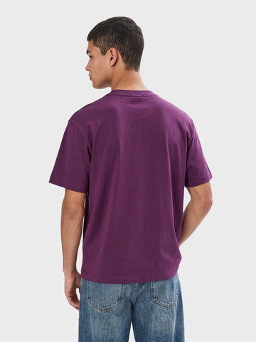 Men's Purple Relaxed Fit Printed Casual T-Shirt