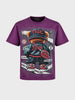 Men's Purple Relaxed Fit Printed Casual T-Shirt