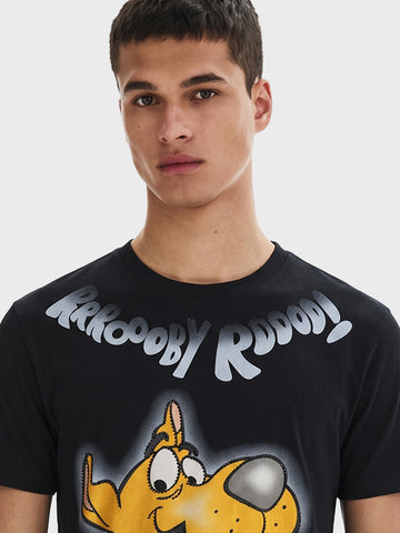 Men's Black Relaxed Fit Printed Character T-Shirt