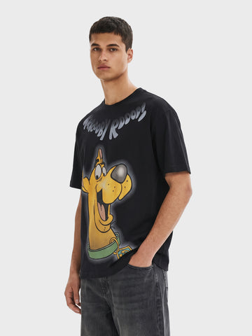 Men's Black Relaxed Fit Printed Character T-Shirt