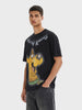 Men's Black Relaxed Fit Printed Character T-Shirt