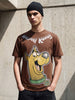 Men's Brown Relaxed Fit Printed Character T-Shirt