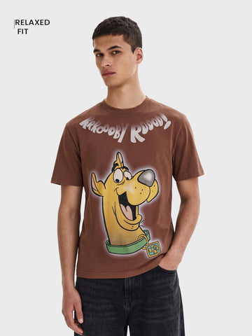 Men's Brown Relaxed Fit Printed Character T-Shirt