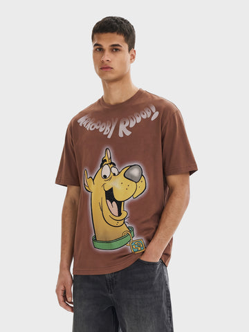 Men's Brown Relaxed Fit Printed Character T-Shirt