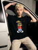 Men's Black Relaxed Fit Printed Casual T-Shirt