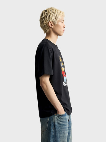 Men's Black Relaxed Fit Printed Casual T-Shirt