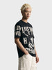 Men's Black Relaxed Fit Printed Casual T-Shirt
