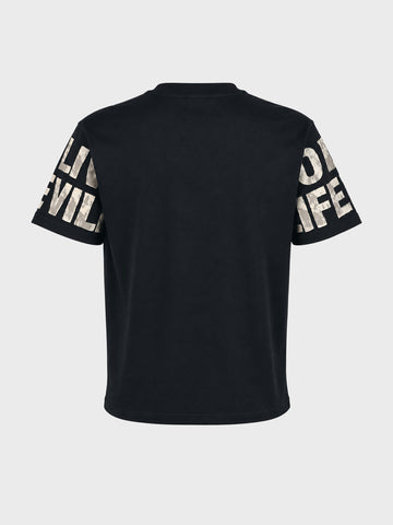 Men's Black Relaxed Fit Printed Casual T-Shirt