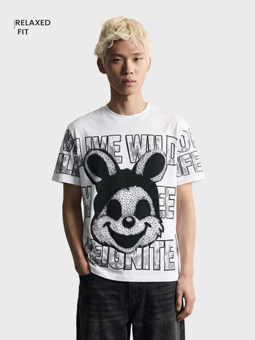 Men's White Relaxed Fit Solid Casual T-Shirt