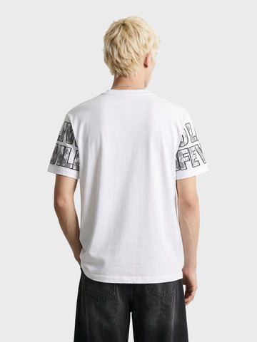 Men's White Relaxed Fit Solid Casual T-Shirt