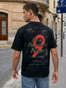 Men's Black Relaxed Fit Graphic Printed Street Wear T-Shirt