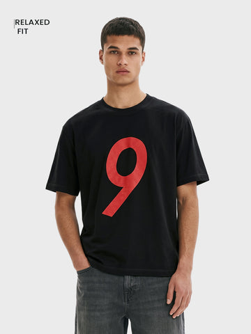 Men's Black Relaxed Fit Graphic Printed Street Wear T-Shirt