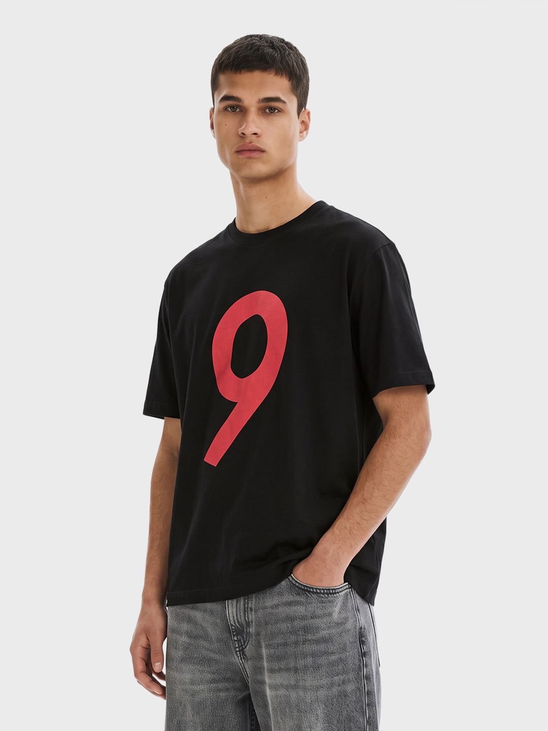 Men's Black Relaxed Fit Graphic Printed Street Wear T-Shirt