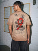 Men's Khaki Relaxed Fit Printed Casual T-Shirt