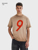 Men's Khaki Relaxed Fit Printed Casual T-Shirt