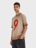 Men's Khaki Relaxed Fit Printed Casual T-Shirt