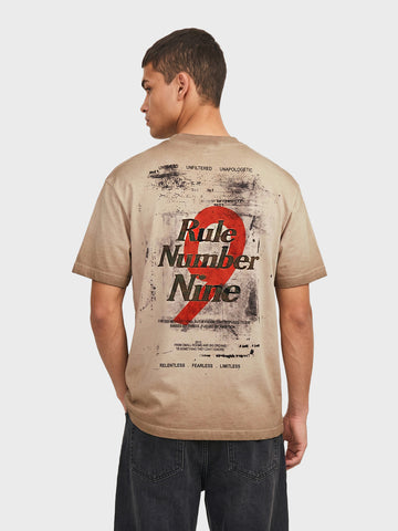 Men's Khaki Relaxed Fit Printed Casual T-Shirt