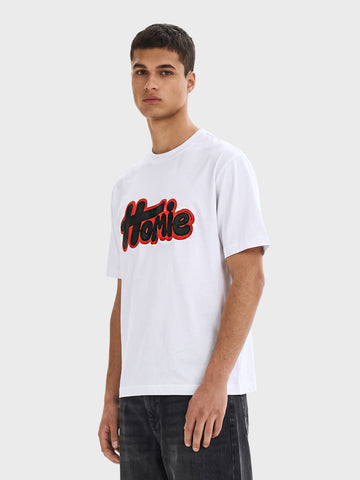 Men's White Relaxed Fit Printed Casual T-Shirt