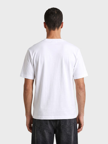 Men's White Relaxed Fit Printed Casual T-Shirt
