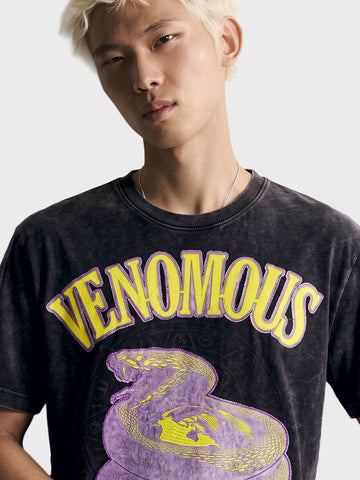 Men's Black Relaxed Fit Printed Casual T-Shirt