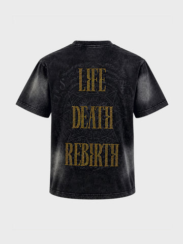 Men's Black Relaxed Fit Printed Casual T-Shirt