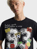 Men's Black Relaxed Fit Printed Casual T-Shirt