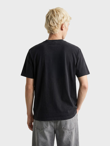 Men's Black Relaxed Fit Printed Casual T-Shirt