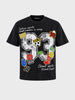 Men's Black Relaxed Fit Printed Casual T-Shirt