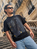 Men's Black Relaxed Fit Printed Casual T-Shirt