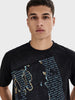 Men's Black Relaxed Fit Printed Casual T-Shirt