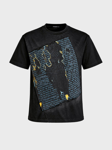 Men's Black Relaxed Fit Printed Casual T-Shirt