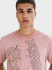 Men's Beige Relaxed Fit Printed Casual T-Shirt