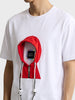 Men's White Relaxed Fit Printed Casual T-Shirt