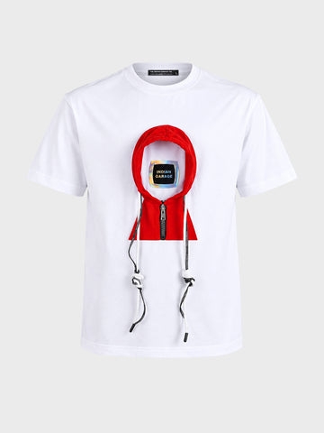 Men's White Relaxed Fit Printed Casual T-Shirt