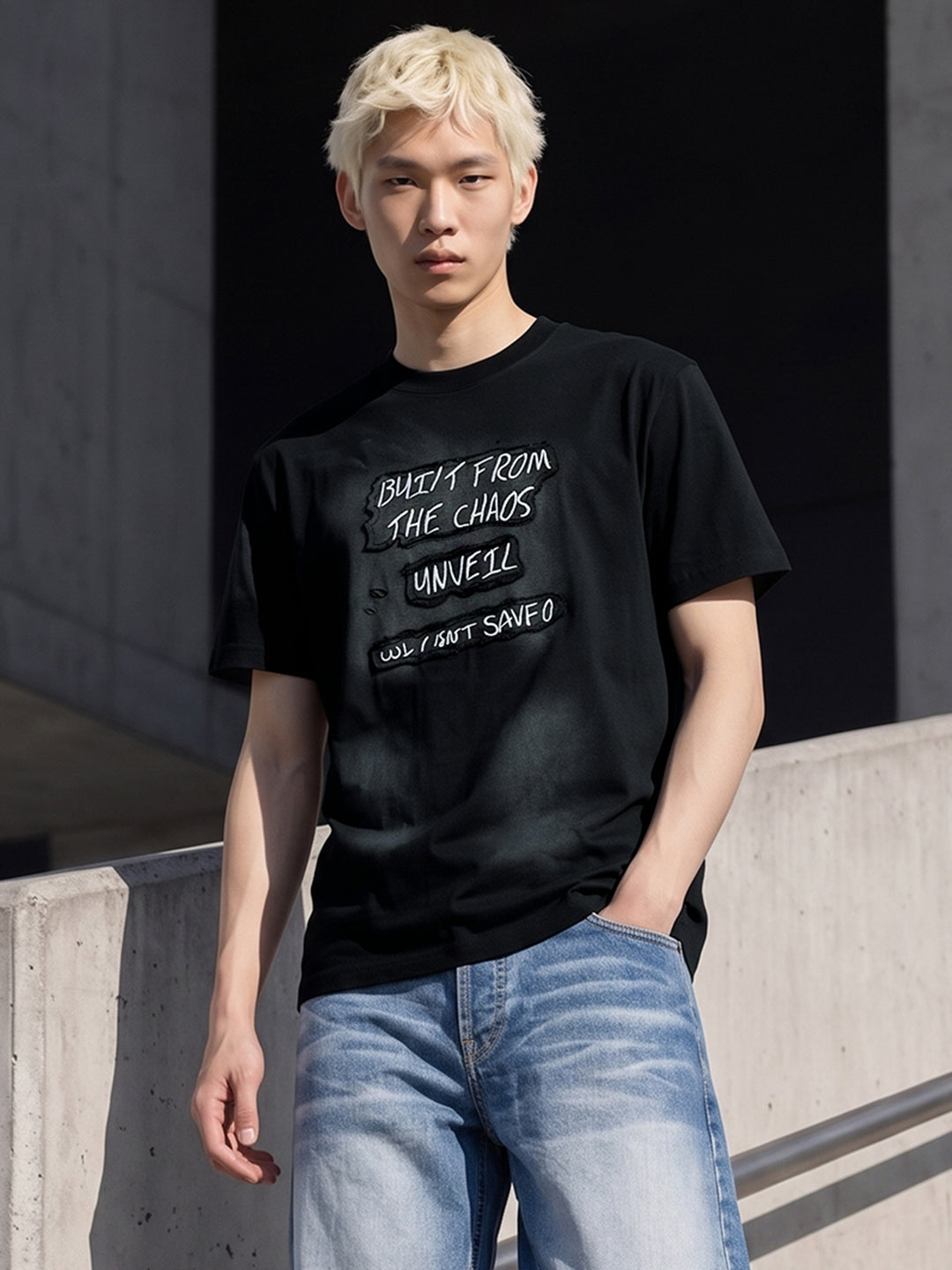 Men's Black Relaxed Fit Graphic Printed Street Wear T-Shirt